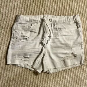 YMI White Distressed Women Shorts